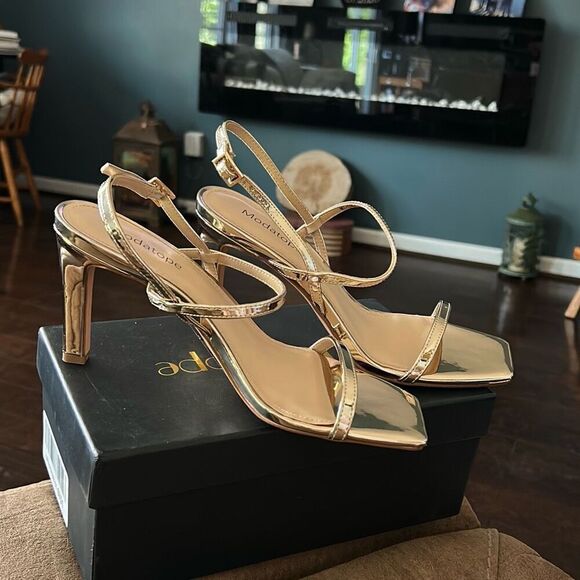 Modatope Womens Open Toe Strappy High Heel Sandals for Women. Gold. Size 7 - Picture 1 of 7